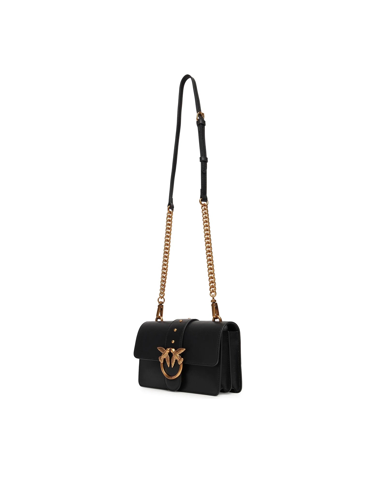 Pinko LOVE ONE MINI ST. CL VITELLO S NERO-ANTIQUE GOLD
