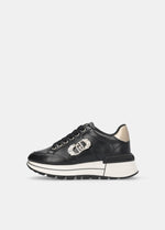 Afbeelding in Gallery-weergave laden, Liu Jo Sneaker Amazing 41 Calf leather/metallic Black/light gold
