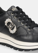 Afbeelding in Gallery-weergave laden, Liu Jo Sneaker Amazing 41 Calf leather/metallic Black/light gold
