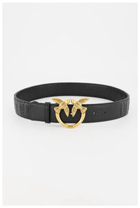 Pinko love puff birds belt nappa zwart